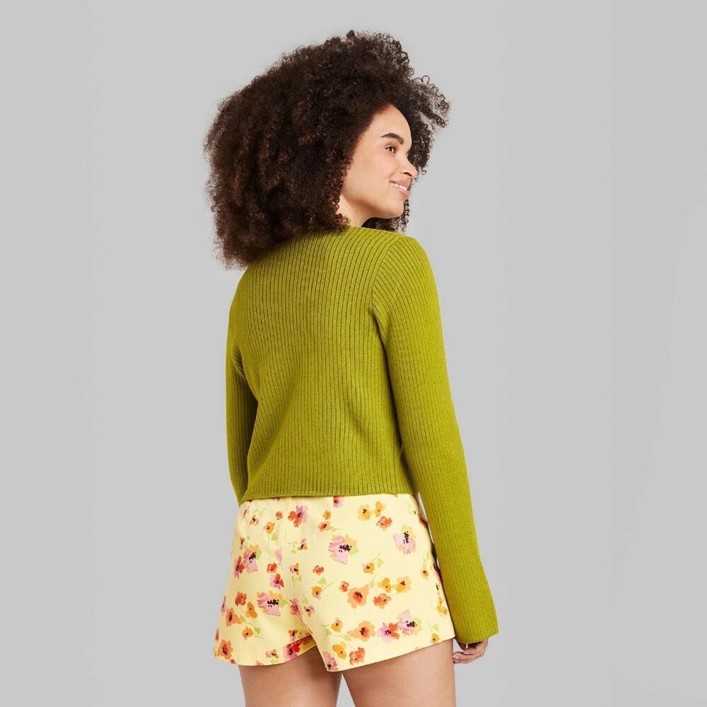 XS - Womens Button-Front Cardigan - Wild Fable - Green Apple - Picture 7 of 8